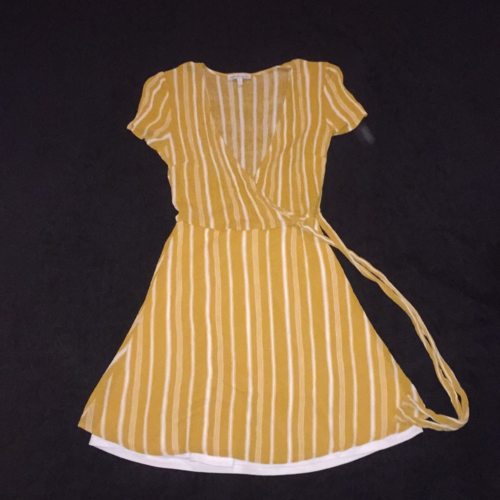 Gold and white striped dress